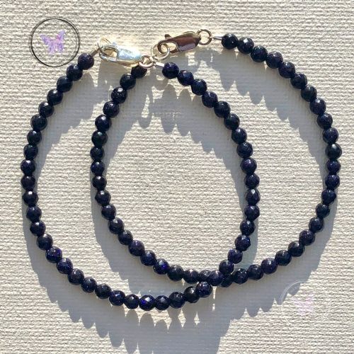 Blue Goldstone Faceted Beaded Bracelet